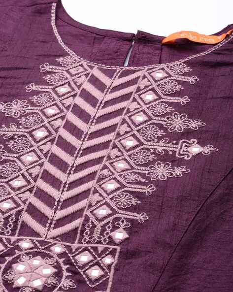 Women Embroidered Straight Kurta with Pants & Dupatta