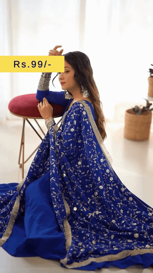 Women Embroidered Anarkali Kurta Suit Set