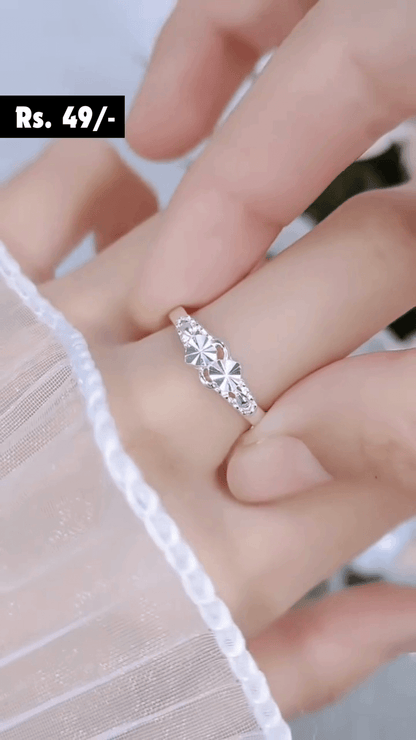 Rose Gold Adjustable crystal stone wading engagement ring for girls and women Alloy Crystal Titanium Plated Ring