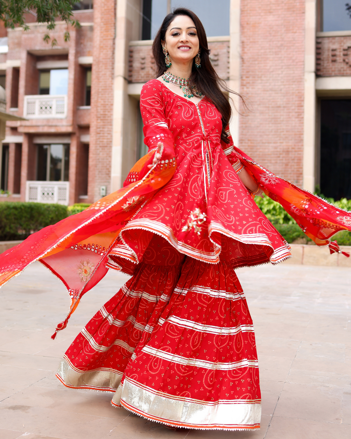 RED HIBISCUS GOTAPATTI SHARARA SET