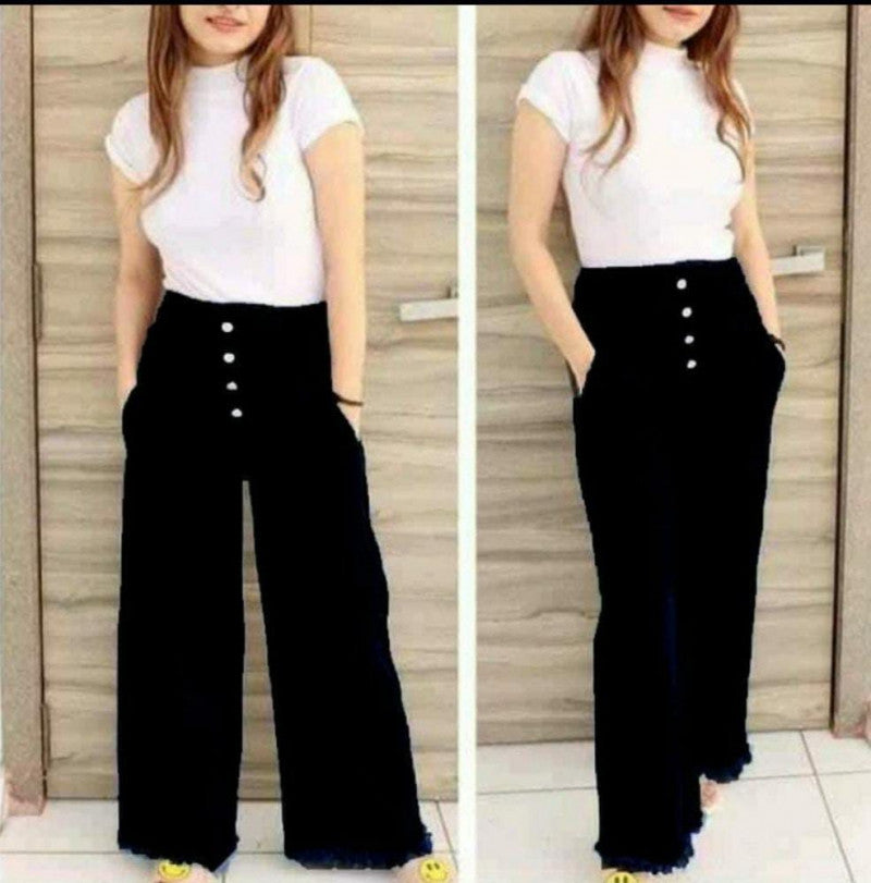 Womens Black Denim Palazzo Pant