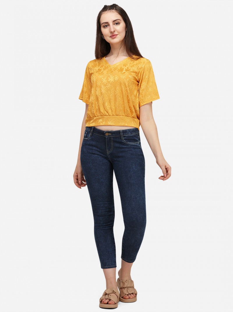 Yellow Color Trendz Crop Top