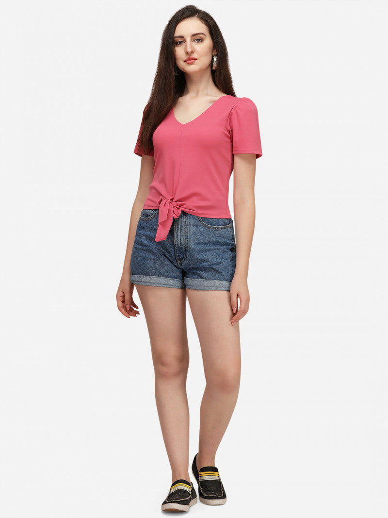 Waist Tie-Up Pink Color Fabulous Top