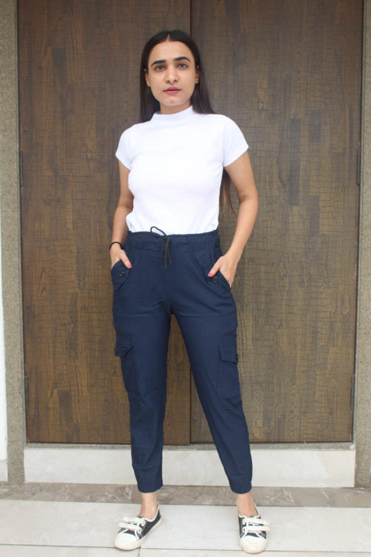 Navy Blue Color Twill Cotton Cargo Pant