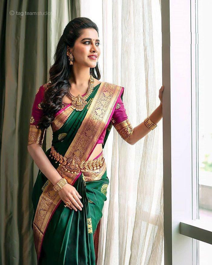 Precious Gorgeous Green Kanchivaram Silk Saree