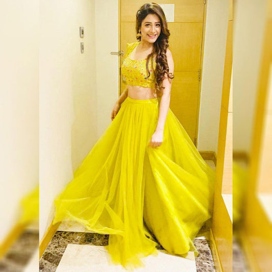 Wedding Haldi Function Wedding Wear Yellow Lehenga Choli