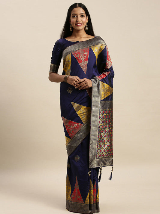 Precious Presenting Navy Blue Color Banarasi Silk Saree