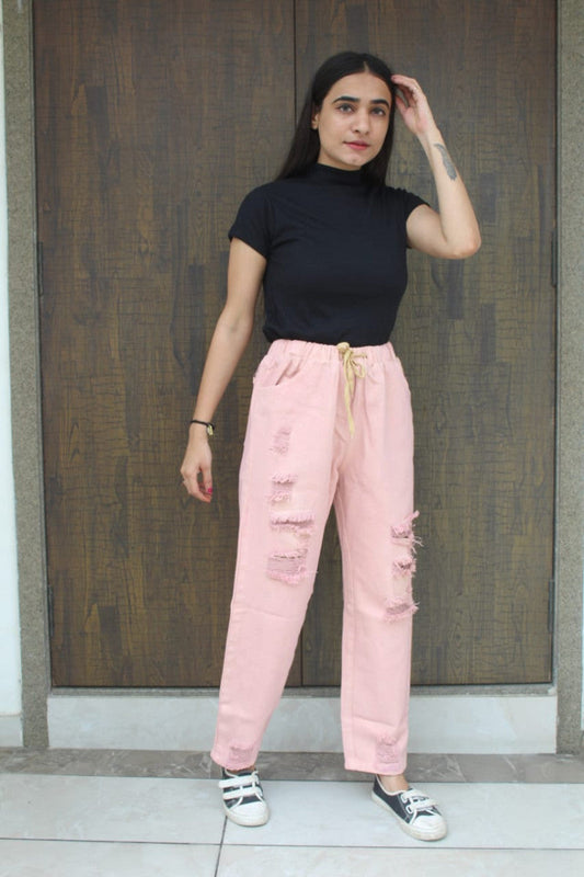 Peach Color Funky Mom Fit Jeans