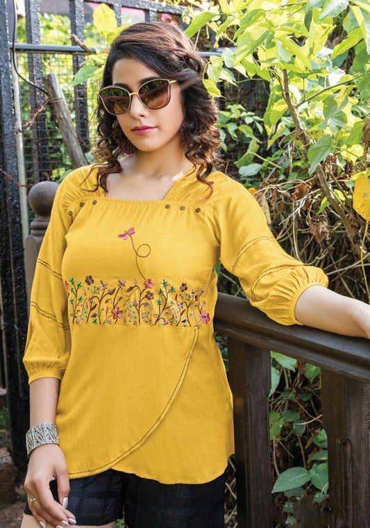 Dreamy Trendy Work Yellow Western Top