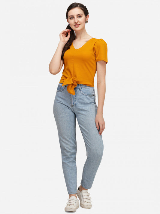 Waist Tie-Up Mustard Color Fabulous Top