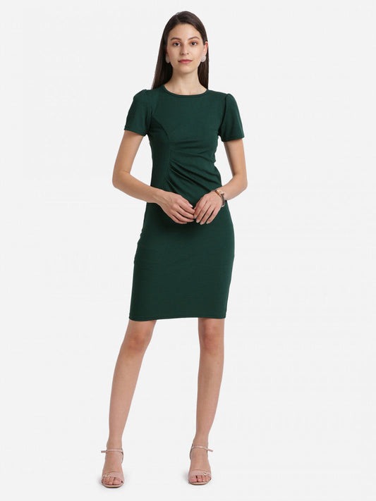 Women Bodycon Green Color Solid Dress