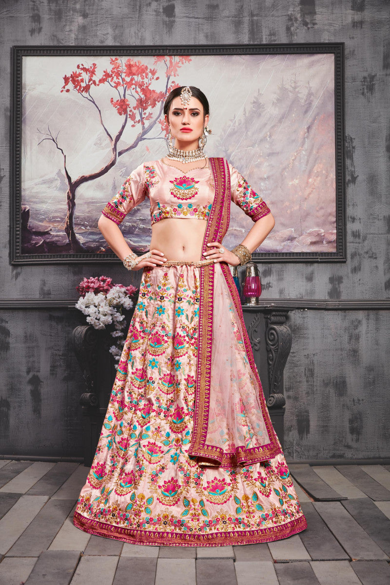 Excellent? Meetha Pink Silk Extra Ordinary Bridal Lehenga Choli