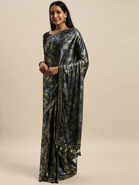 Precious Trending Blue Color Printed Online Saree