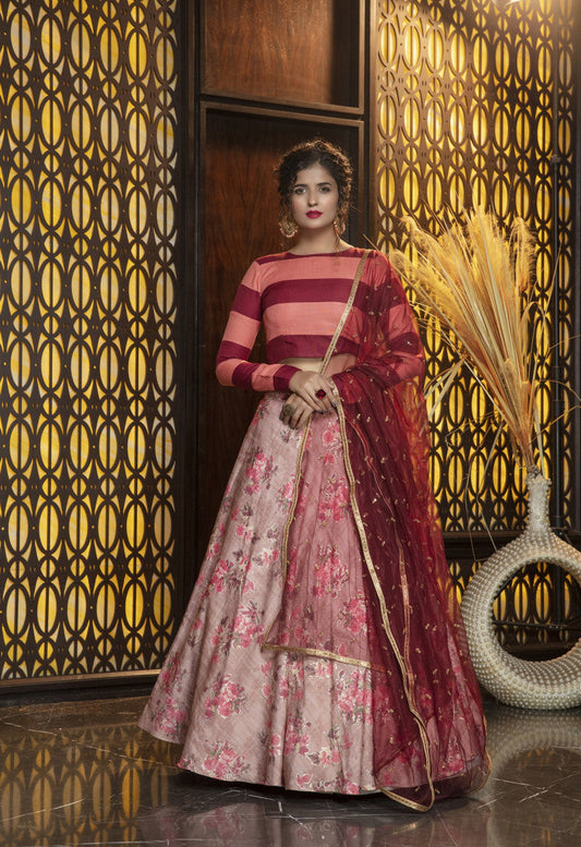 Precious Trending Extra Ordinary Pink Color Rayon Online Lehenga Choli