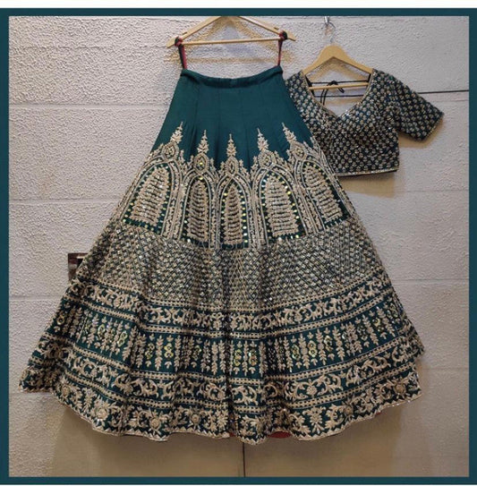 Extra Ordinary Extra Ordinary Morpeach Color Embroidery Work Lehenga Choli