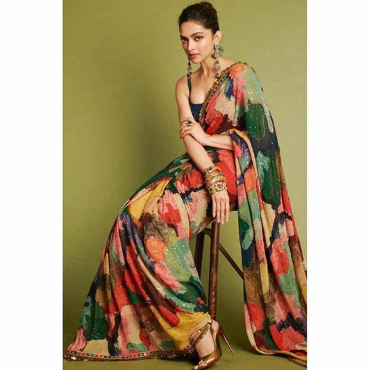 Bollywood Deepika Multi Colored Extra Ordinary Saree