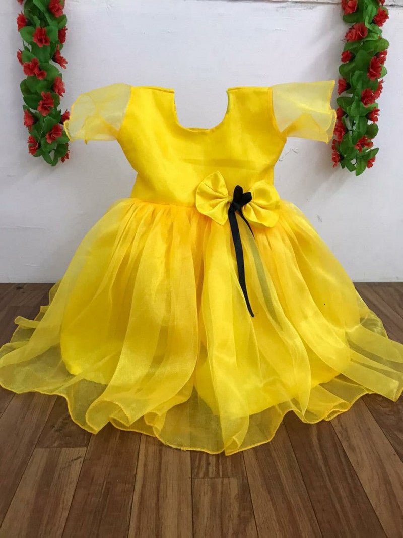 Adorable Dress In Yellow Color Tissue Net Wedding Dress