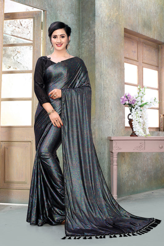 Stunning Printed Black Color Classic Saree