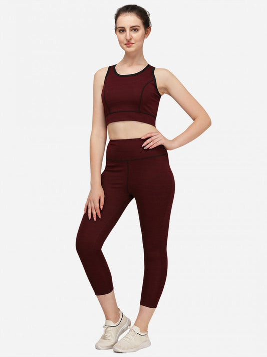 Maroon Color Activewear Gym Suit