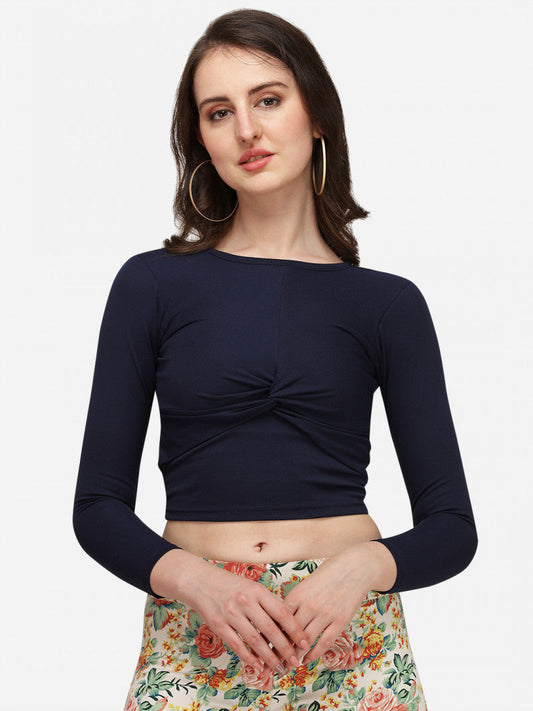 Classic Navy Blue Color Full Sleeve Top