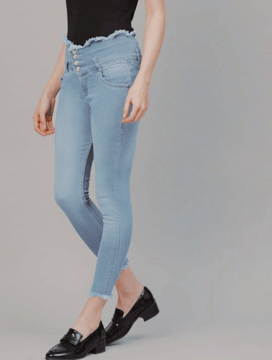 Skinny Fit Sky Blue Color 4 Button Denim Jeans