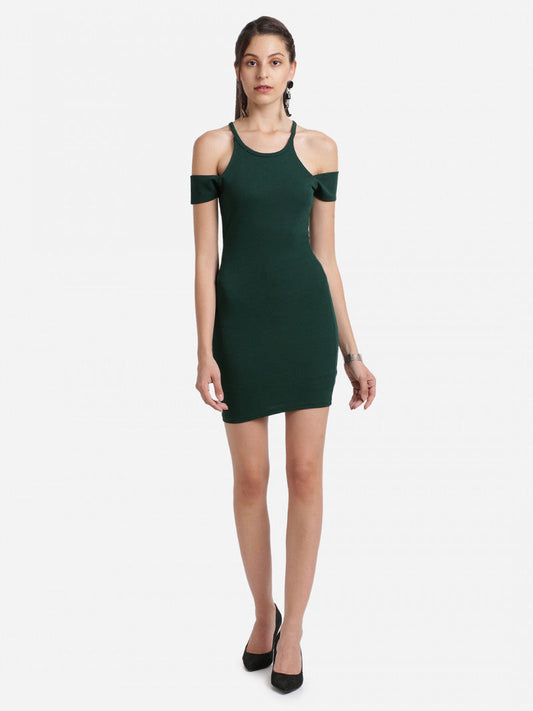 Dark Green Color Luxuriant Bodycon Mini Dress