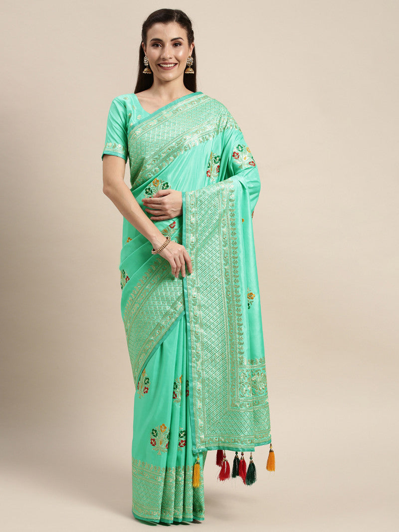 Precious Precious Trending Green Color Heavy Trendy Saree