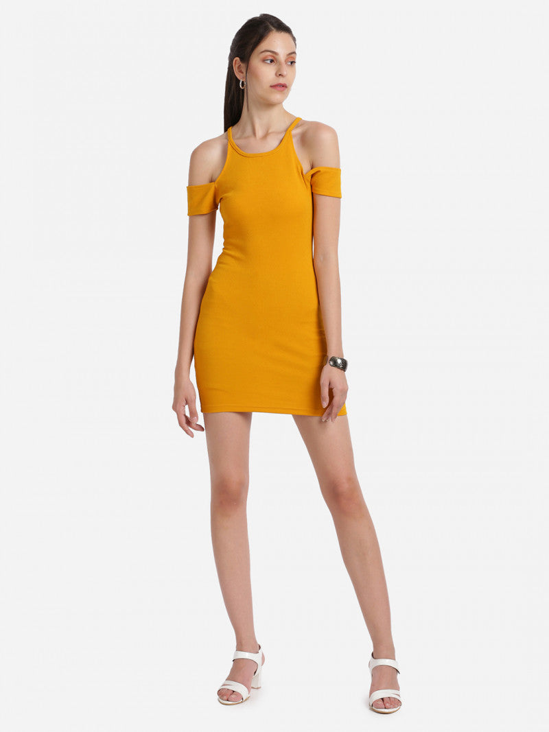 Mustard Color Luxuriant Bodycon Mini Dress