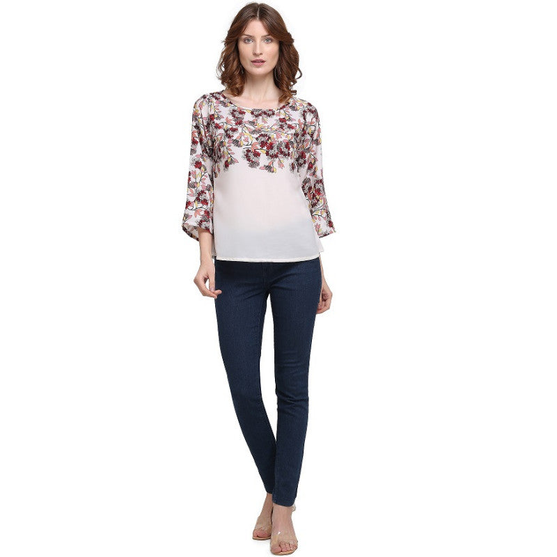 Floral Print White Color Pretty Top