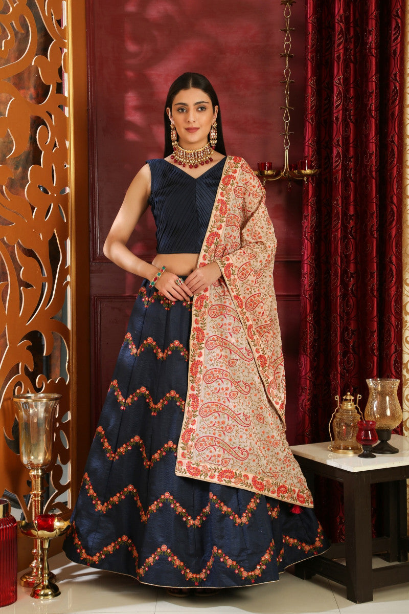 Silk Navy Blue Color Trendy Sequence Lehenga Choli