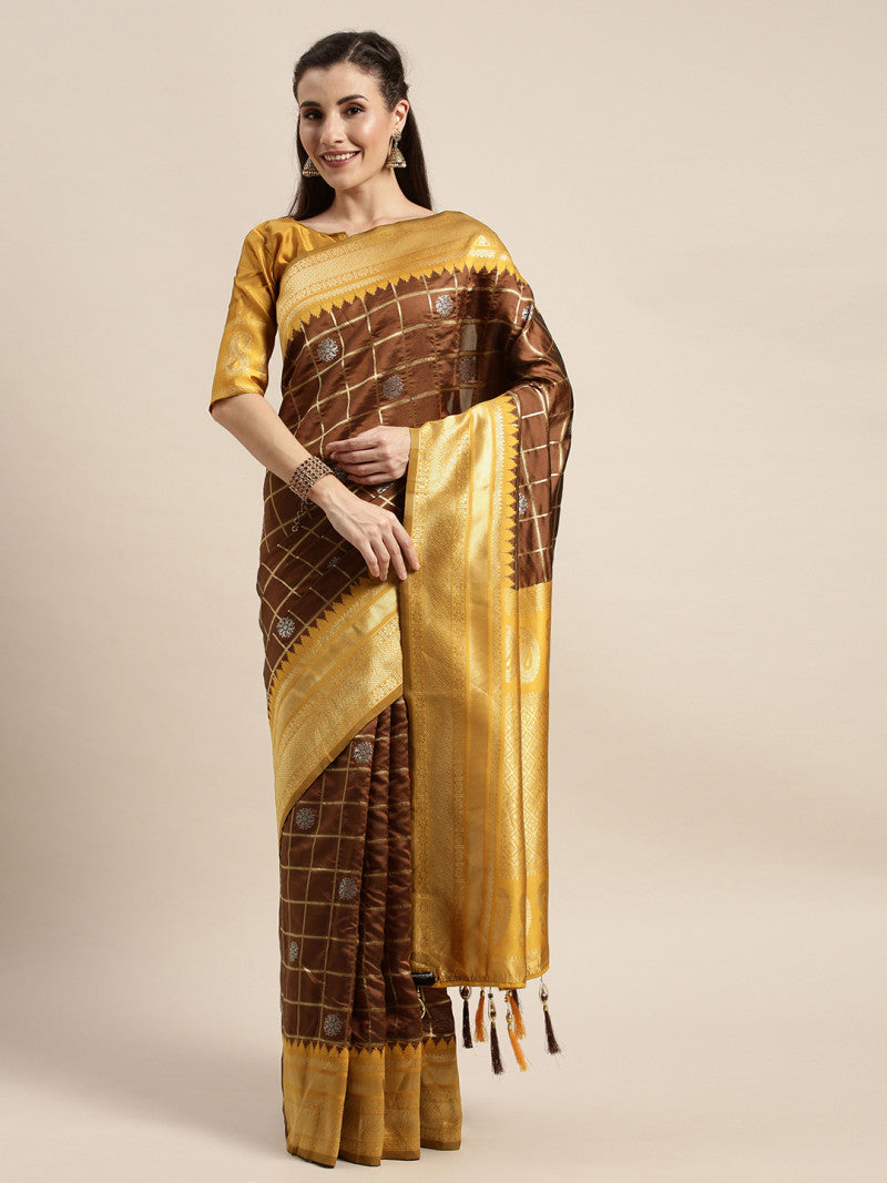 Precious Presenting Brown Color Banarasi Silk Saree