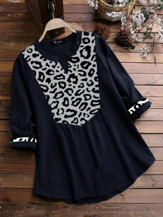 White Color Animal Print Cotton Top