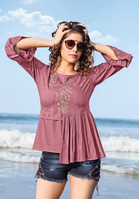 Fabulous Pink Color Trendy Work Western Top