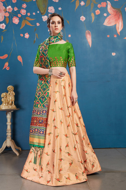 Precious Trending Peach Art Silk Digital Printed Online Lehenga Choli