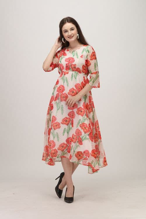 Multi Color Flower Printed Trendz Dress