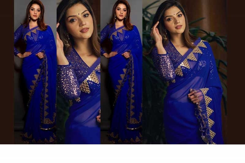 Glimmering Blue?Weight Less Luxuriant Thread Work With Sequence Saree