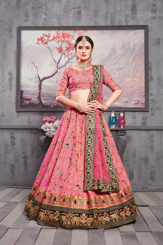 Precious Trending Rouge Pink Banarasi Silk Bridal Lehenga Choli 2021