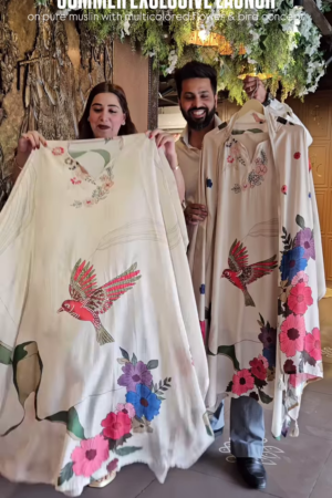 Pure Muslin Fabric with Multicolor Floral & Bird Print – “Summer Exclusive Launch” Textile Promotion