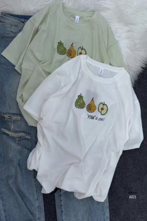 Unisex Graphic Pear Print Casual T-Shirt