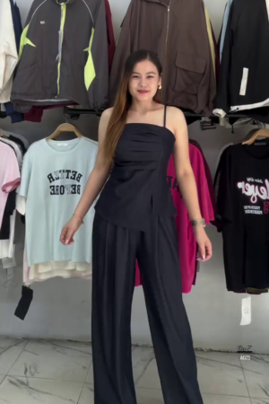 Women’s Elegant Two-Piece Wide-Leg Pant Set