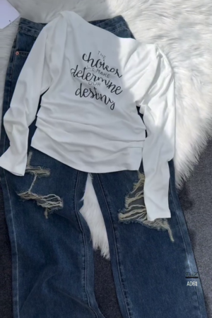 Inspirational Slogan Long-Sleeve Tee