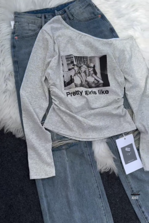 Grey Graphic Long Sleeve Tee