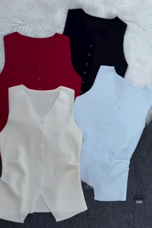 Classic Button-Front Sleeveless Top