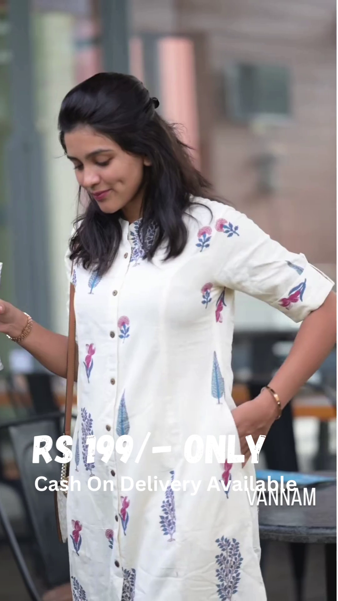 Elegant Off-White Floral Shirt Kurti Set – Timeless Grace & Comfort