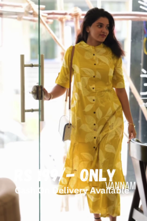 Sunshine Yellow Floral Kurti Set – Radiate Elegance & Comfort