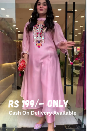 Blush Pink Mirror-Embroidered Suit – A Chic Ethnic Delight