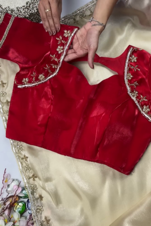 Elegant Red Designer Embroidered Readymade Blouse