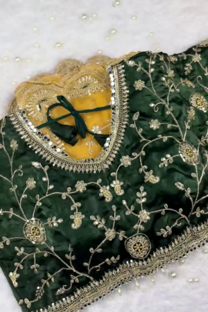 Premium Black & Golden Heavy Embroidered Partywear Blouse with Dupatta