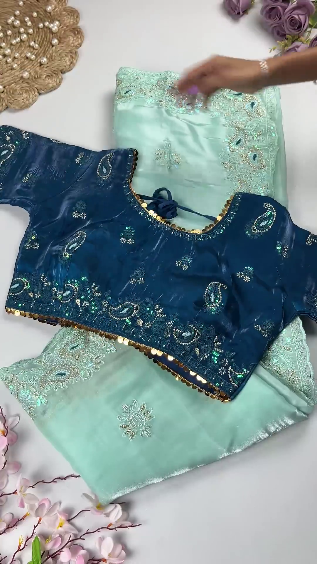 Premium Maroon & Antique Gold Heavy Embroidered Designer Blouse with Dupatta Set - Image 5