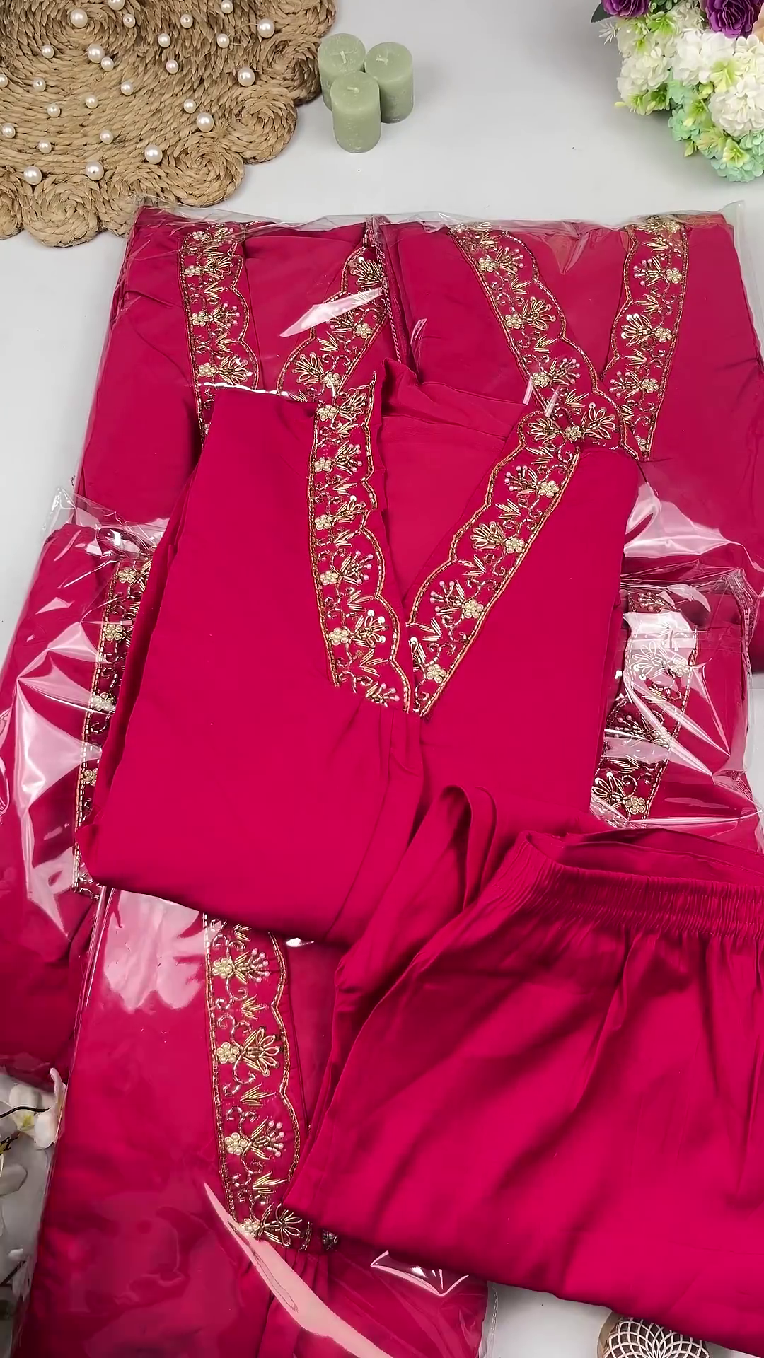 Royal Rani Pink Designer Co-ord Set with Scalloped Embroidery